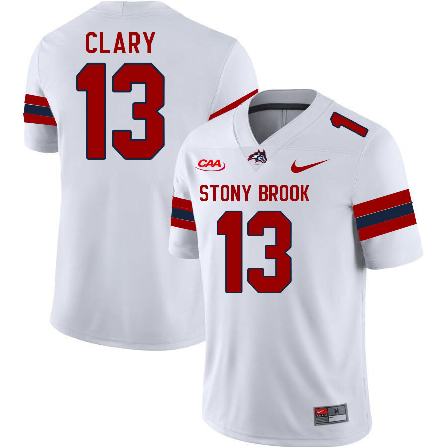 Stony Brook Seawolves #13 Dyshier Clary College Football Jerseys Stitched Sale-White
